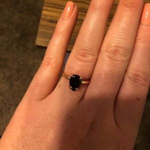 Black teardrop ring, size 7.